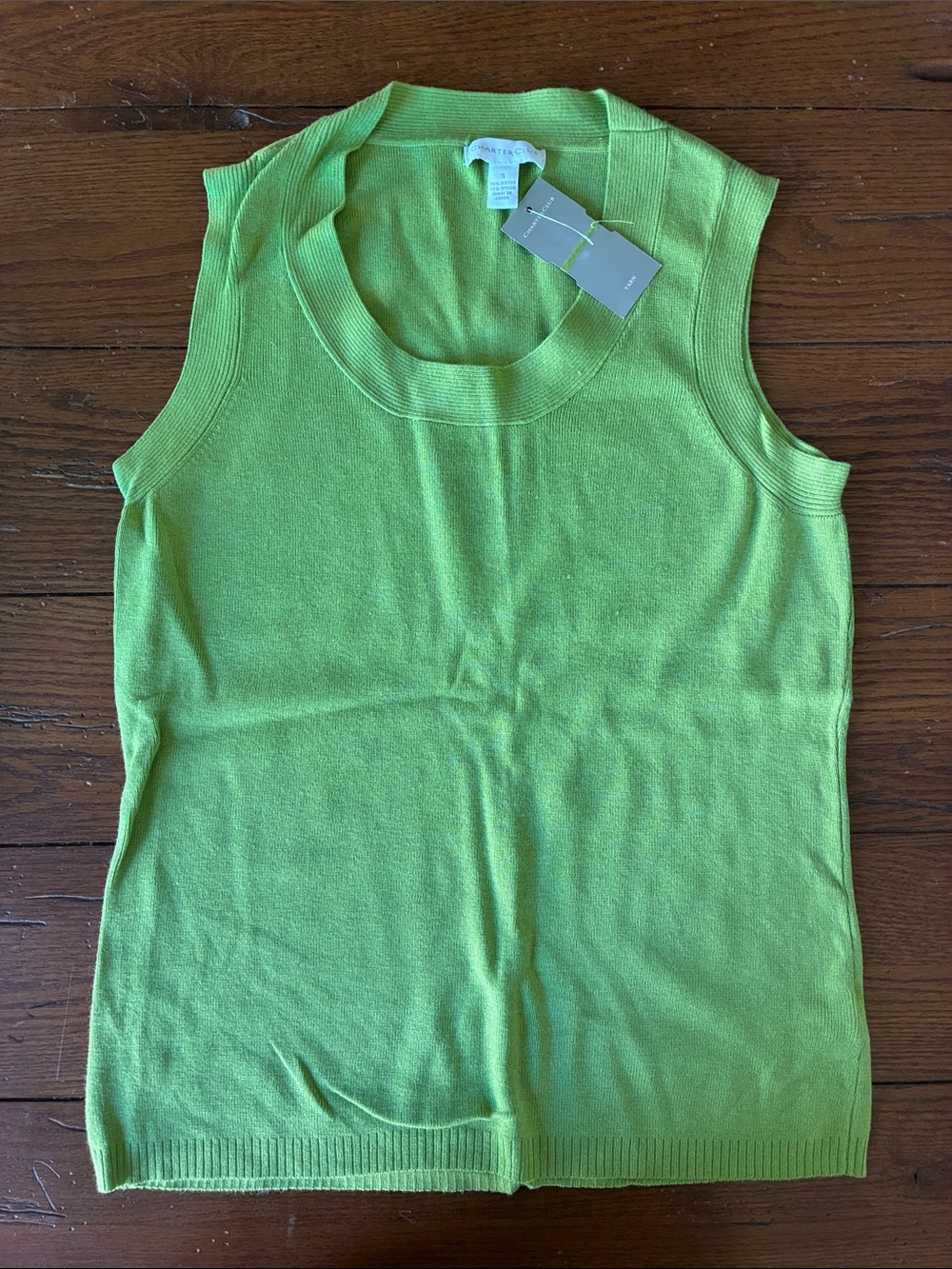 Charter Club Bright Green Sleeveless Knit Tank